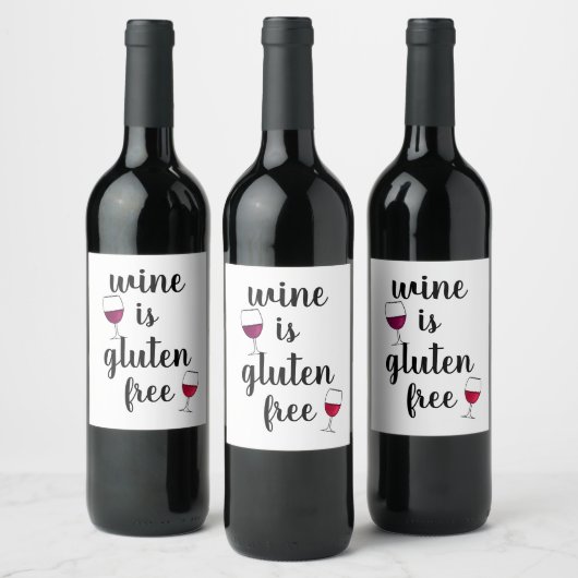 Wijn is glutenvrij grappig etiket (Flessen)