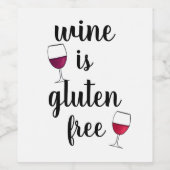 Wijn is glutenvrij grappig etiket (Enkel label)