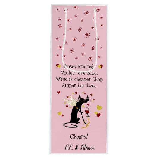 Wijn is goedkoper dan diner voor 2 Valentijn Wijn Cadeautas (Voorkant)