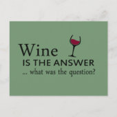Wijn is het antwoord grappige wijn citaat feestdagenkaart (Voorkant)