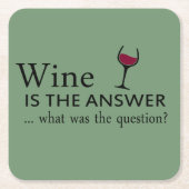 Wijn is het antwoord grappige wijn citaat kartonnen onderzetters (Voorkant)