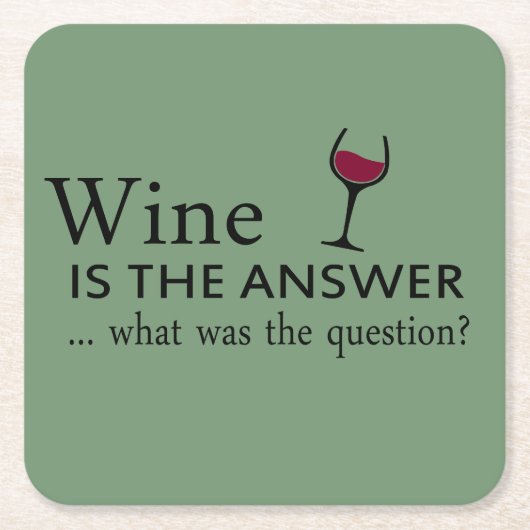 Wijn is het antwoord grappige wijn citaat kartonnen onderzetters (Voorkant)