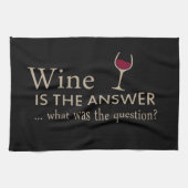 Wijn is het antwoord grappige wijn citaat theedoek (Horizontaal)