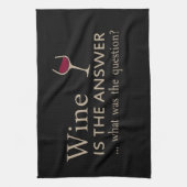 Wijn is het antwoord grappige wijn citaat theedoek (Verticaal)