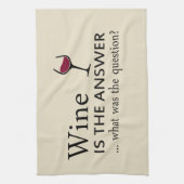 Wijn is het antwoord grappige wijn citaat theedoek (Verticaal)