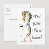 Wijn is het antwoord - wat was de vraag? briefkaart (Voorkant / Achterkant)