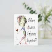 Wijn is het antwoord, wat was de vraag? briefkaart (Staand voorkant)