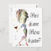 Wijn is het antwoord, wat was de vraag? briefkaart (Voorkant / Achterkant)