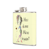 Wijn is het antwoord Wat was de vraag? Heupflesje Heupfles (Links)