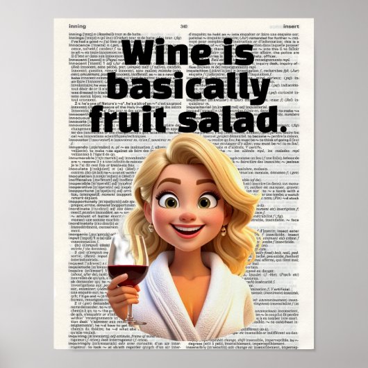 Wijn is in feite fruitsalade poster (Voorkant)
