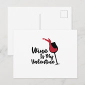 Wijn is mijn Valentijn Funny Gift Valentijnsdag Feestdagenkaart (Voorkant / Achterkant)