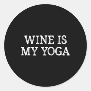 Wijn is mijn yoga - Vintage stijl - Ronde Sticker