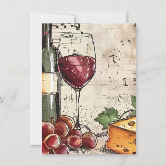 Wijn & Jazz Sociaal Evenement Proeffeest Uitnodigi Kaart (Achterkant)