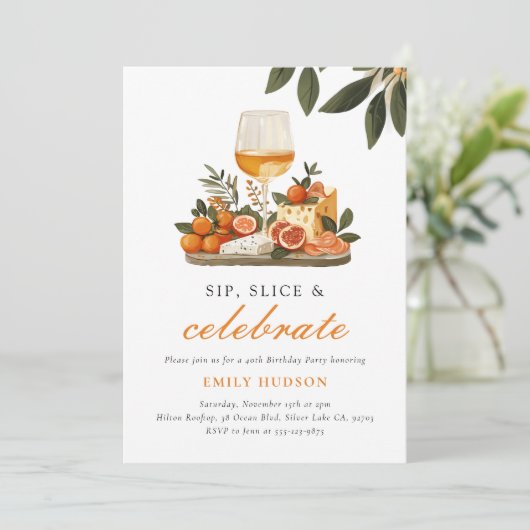 Wijn & kaas 40ste verjaardag kaart (Staand voorkant)