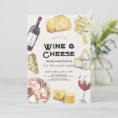 Wijn & Kaas Charcuterie Gingham Proeverij Feest Kaart (Staand voorkant)