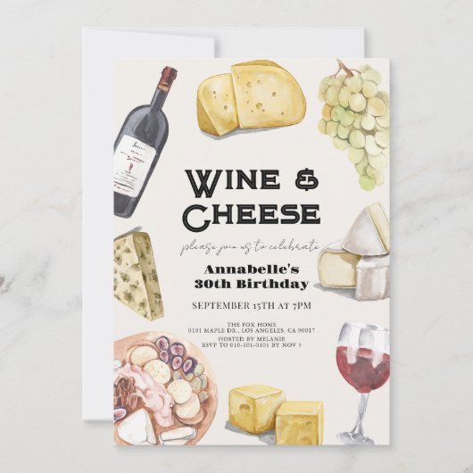 Wijn & kaas Charcuterie Gingham Volwassen verjaard Kaart (Voorkant)