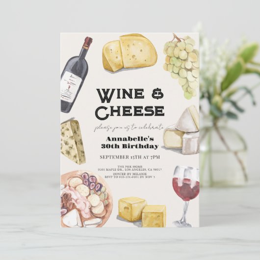 Wijn & kaas Charcuterie Gingham Volwassen verjaard Kaart (Staand voorkant)