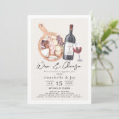 Wijn & kaas Charcuterie Verlovingsfeest Kaart (Staand voorkant)