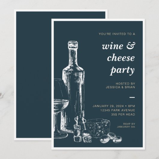 Wijn & kaas Elke gelegenheid Party uitnodiging (Voorkant / Achterkant)