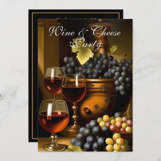 Wijn & Kaas Party 3 Kaart (Voorkant / Achterkant)