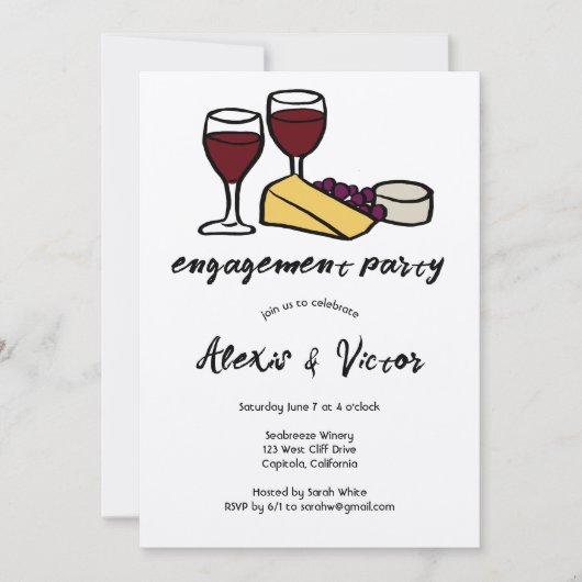 Wijn & Kaas Proeverij Engagement Party Kraf CUSTOM Kaart (Voorkant)