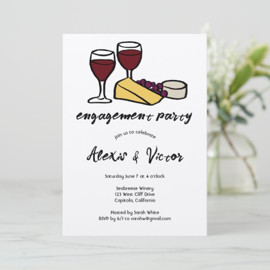 Wijn & Kaas Proeverij Engagement Party Kraf CUSTOM Kaart (Staand voorkant)
