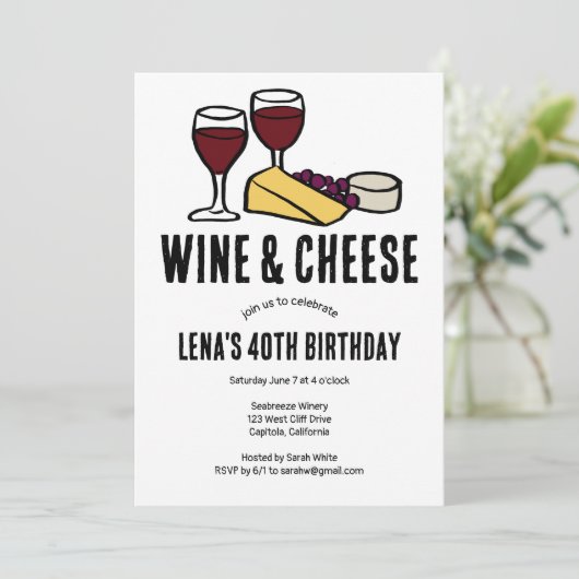 Wijn & Kaas Proeverij Partij Verjaardag Schets CUS Kaart (Staand voorkant)