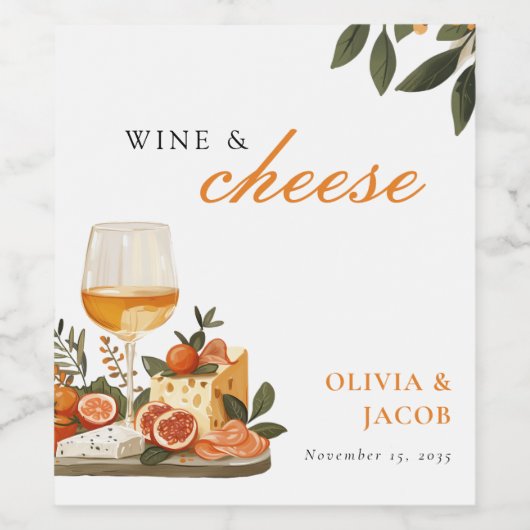 Wijn & Kaas Verloving Feest Etiket (Enkel label)