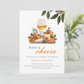 Wijn & kaas verlovingsfeest kaart (Staand voorkant)