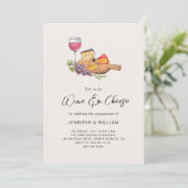 Wijn & kaas verlovingsfeest kaart (Staand voorkant)