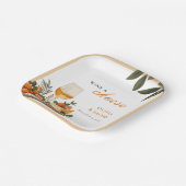 Wijn & kaas verlovingsfeest papieren bordje (Gebogen)