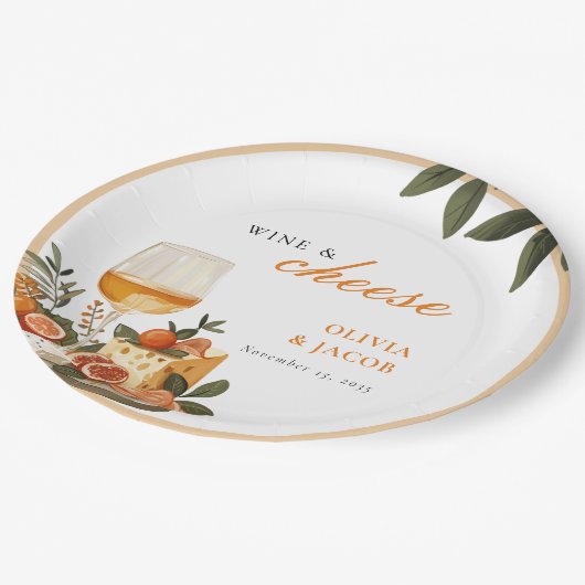 Wijn & Kaas Verlovingspartij Papieren Bordje (Gekanteld)