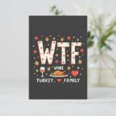 Wijn Kalkoen Familie Grappige Thanksgiving Bedankkaart (Staand voorkant)