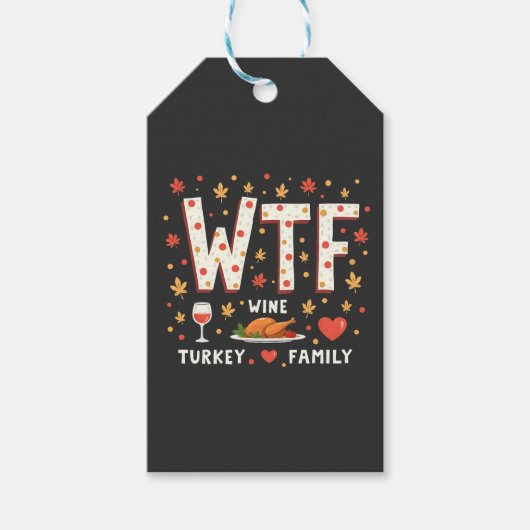 Wijn Kalkoen Familie Grappige Thanksgiving  Cadeaulabel (Voorkant)