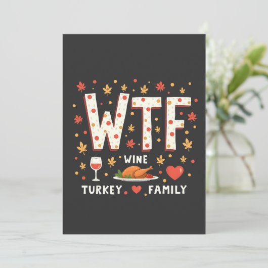 Wijn Kalkoen Familie Grappige Thanksgiving Feestdagenkaart (Staand voorkant)