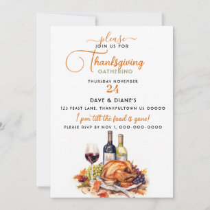 Wijn & kalkoen Thanksgiving-vergadering Kaart