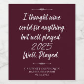 Wijn kan alles behalve 2020 herstellen | DRINK HUM Wijn Etiket (Enkel label)