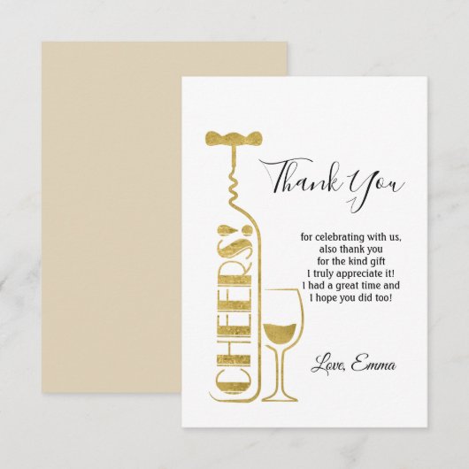 wijn, kauwen bedankt je kaart (Voorkant / Achterkant)