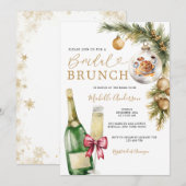 Wijn Kerstbal Pannenkoek Winter Bruids Brunch Kaart (Voorkant / Achterkant)