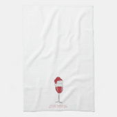 Wijn Kerstman Hoed Rode Wijn Vakantie Gezegde Theedoek (Verticaal)