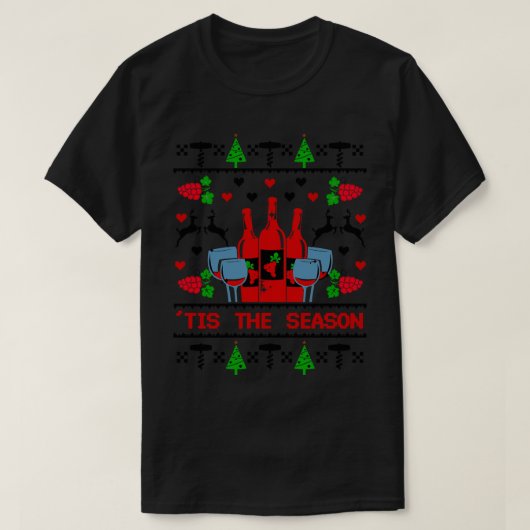 Wijn Kerstmis Grappige Wijn Liefhebber Kerstcadeau T-shirt (Design voorkant)