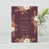 Wijn Koper Ranunculus Eucalyptus Bruiloft Kaart (Staand voorkant)