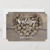 Wijn kurk hart bruiloft uitnodigen kaart (Voorkant)