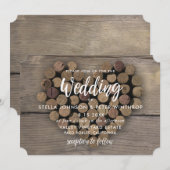 Wijn kurk hart bruiloft uitnodigen kaart (Voorkant / Achterkant)