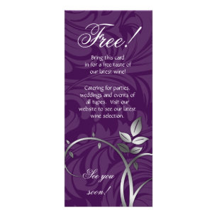 Wijn Leaf Swirl Vine Paars Silver Reclamekaart