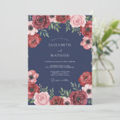 Wijn Leisteen Ranunculus Eucalyptus Bruiloft Kaart (Staand voorkant)