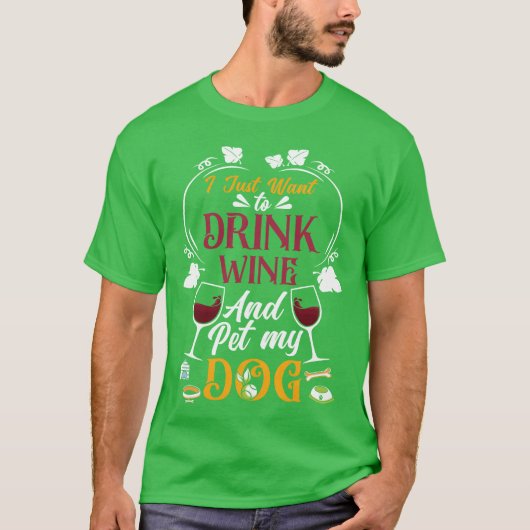 Wijn Liefde Voor Dieren grappig T-shirt (Voorkant)