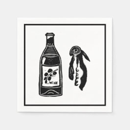 Wijn Linocut Cocktail Party servetten