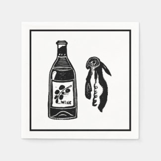 Wijn Linocut Cocktail Party servetten