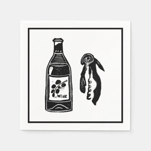 Wijn Linocut Cocktail Party servetten (Voorkant)